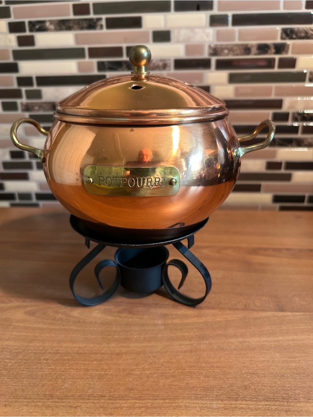 Potpourri Copper Pot with Lid and Stand